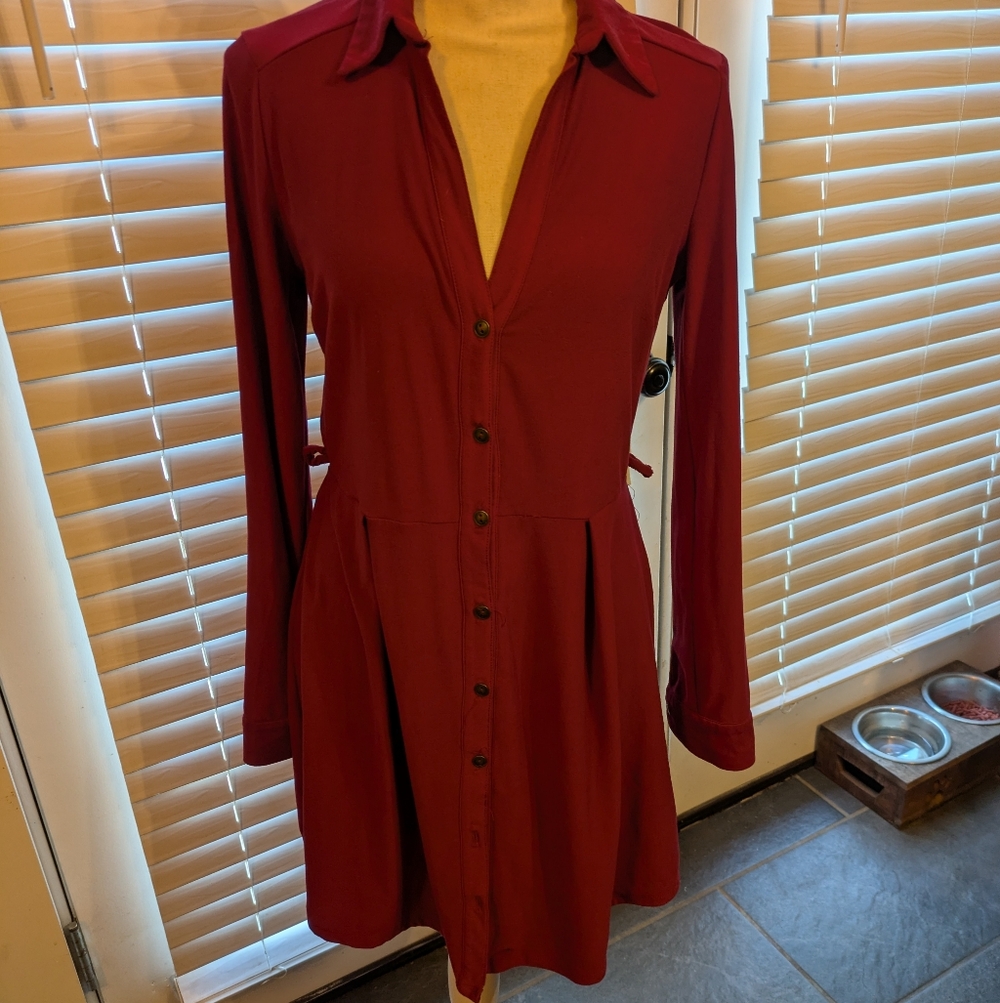 Derek Heart Burgundy Long Sleeve Dress